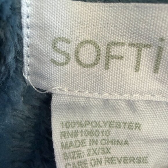 Softies Button Down Embossed Plush Jacket (Denim Blue) - Picture 6 of 7